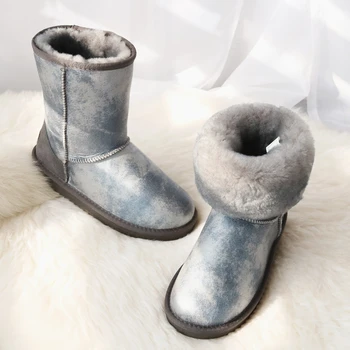 G&Zaco Brand de Lux piele de Oaie Cizme de Zapada Lana Naturala de Oaie Blană Cizme Jumătatea Vițel Plat Femei Cizme Impermeabile Femei Pantofi de Iarna