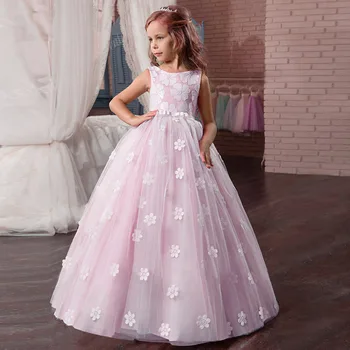 2020 Tul Dantela Baby Toddler Frumusete de Fata Rochie de Flori pentru Petrecerea de Nunta Prima Rochie de Comuniune Fata Rochie de Bal Concurs de Costume