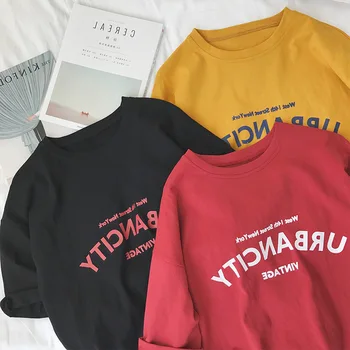 Scrisoarea Imprimate T-Shirt Primăvara Devreme Uri de Îmbrăcăminte pentru Femei 2020 coreeană Stil Nou cu mânecă Scurtă T-shirt Casual Liber Fete de Top Tees