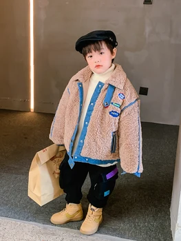 BB Băiat Matlasat Pluș Gros Sacou Cald, de Mijloc și de Mare pentru Copii coreean Iarna Stil Occidental partea de Sus de Îmbrăcăminte pentru Copii Moda