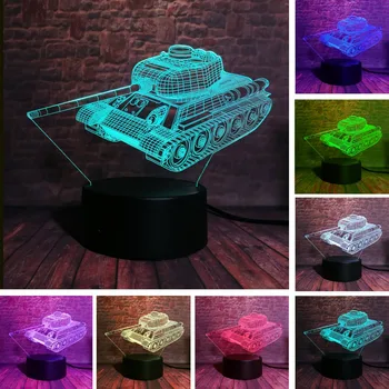 Creative 3D Cool Mașină Militară de Tancuri Lumina de Noapte USB Atinge 7 Culoare Schimbare LED Masă Vizuale Decor Acasă Lampa de Copii de Crăciun de Jucărie