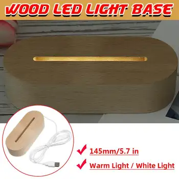 Bază de lemn Led Masă Lampă Cu USB Comutator Moderne Lumina de Noapte Acril 3D Led Lampă de Noapte Titularul Asamblate Bază De Cristale Mingea