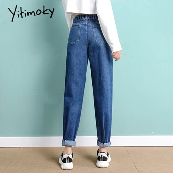 Yitimoky Negru, Blugi Cu Talia Inalta Femei 2021 Primăvară, Mama A Rupt Albastru Alb Vintage Moda Streetwear Haine Denim Pantaloni Harem
