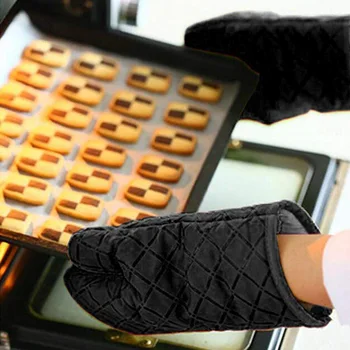Rezistente la căldură Silicon Cuptor Mănuși Non Alunecare Bumbac Bucătărie Mănuși Mănuși cu un deget pentru Gătit, Grill 1 Singur Pachet
