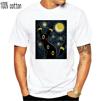 Van Gogh, Noapte Înstelată Întuneric Umbreon Eevee Evoluția Negru T-Shirt Cadou Amuzant Tricou