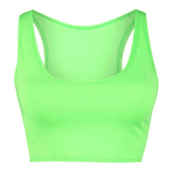 Doamna 2 Piese Sport Yoga Set Solid De Culoare Verde Fluorescent Sling Slim Crop Top De Mare Elastic Talie Trupa Fără Sudură De Fitness, Pantaloni Scurți