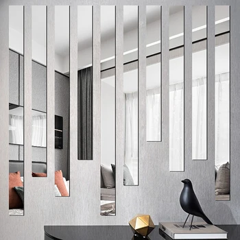 Oglinda Benzi Acrilice 3D autocolante de Perete camera de zi Dormitor linii Simple de Decorare Perete Restaurant fundal TV autocolante de perete