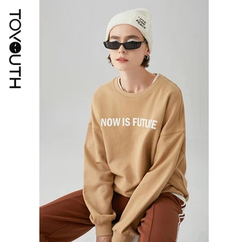 Toyouth Femei Pulover Hoodies Casual Scrisoarea Imprimate Alb Negru Roz Sweatershirt