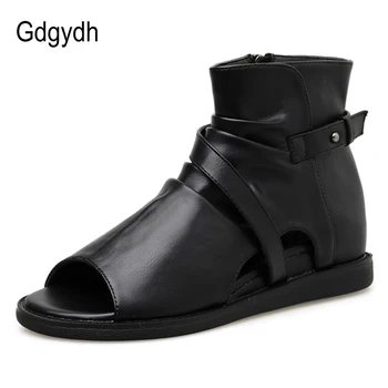 Gdgydh 2020 Nou Toamna Cizme Glezna Sandale Femei De Moda Cataramă Pantofi De Vara Pentru Creșterea Înălțime De Piele Neagră Roma Stil Casual