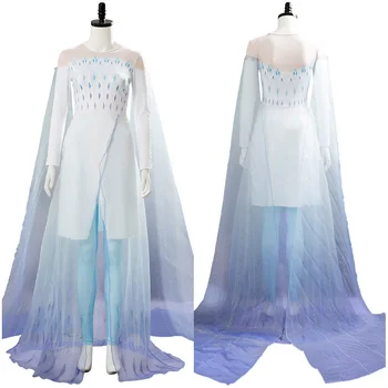 Regina Printesa cosplay Elsa Cosplay Costum Ahtohallan Pestera Fulg de Zăpadă Cosplay Rochie Albă Uniformă Costum Costum de Halloween
