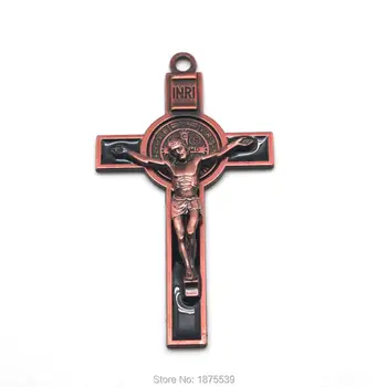 St Benedict Crucifix Vechi De Tinichea Albastru Roșu Alb Negru Culori