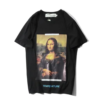Europene și Americane de pe whire au 2019 vara tide marca Mona Lisa săgeată femei și bărbați cu mânecă scurtă T-shirt maree