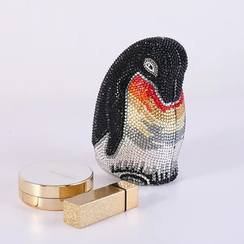 Femeile pinguin forma de cristal de diamant cina ghearele saci doamna geantă de umăr cu lanț de partid geantă de mână de mireasa Stras saci de ambreiaj