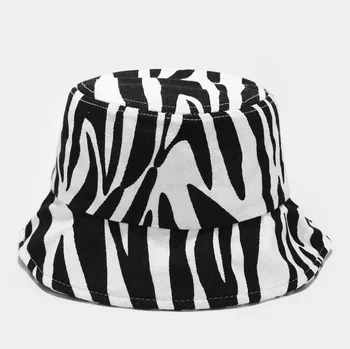 Zebră dungi Găleată Pălărie de Vară Femeile Omul Capac de Bumbac Fete de Moda in aer liber plajă Bob de Soare Om pălărie panama