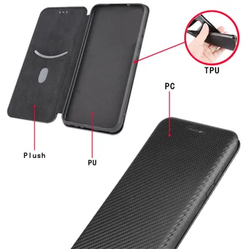 Pentru OPPO A15 Caz de Lux Flip Piele din Fibra de Carbon Magnetic de Adsorbție Cazul Opus A15S A15 S OppoA15 Protecție Telefon Genti