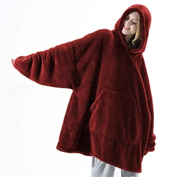 Femei Supradimensionat Hoodies Femei Fleece cămașă de noapte Pătură Hanorac Femei Casual de Iarna Gros Vrac Cald Tricoul LL230