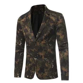 Dropshipping camuflaj serie de barbati casual slim costum de înaltă calitate jacheta de moda sacouri casual mâneci lungi buton top coat