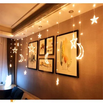 Luna Steaua Lampă Lampă cu LED-uri Șir de Basm de Crăciun, Lumini de Decor Lumini de Vacanță Cortina Lampa de Nunta Pentru Acasă de Anul Nou Consumabile