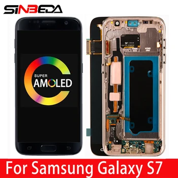 Original AMOLED Pentru SAMSUNG GALAXY S7 Ecran LCD Touch Ecran Digitizor de Asamblare Cu Rama Pentru SAMSUNG S7 G930 G930F LCD