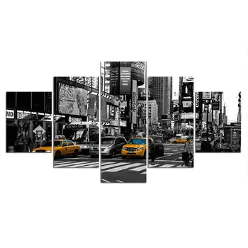 Panza Pictura Strada New York Peisaj 5 Panou Alb-negru Imagini pentru living Home Decor de Perete de Arta de Imprimare Postere, Printuri