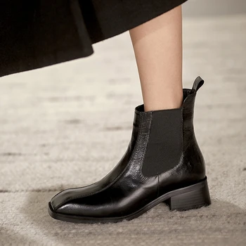 2020 Toamna Glezna Cizme Designer Stil Britanic Chelsea Cizme Doamnelor Tocuri Joase Apartamente Pantofi De Sex Feminin Slip-On Martin Elegante, Botine