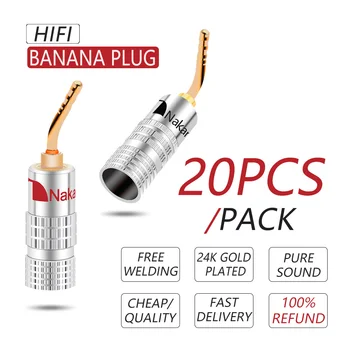 20BUC Banană 2mm Plug Nakamichi Placat cu Aur Cablu Difuzor Pin Înger Sârmă, Șuruburi de Blocare Conector Pentru Muzical HiFi Audio PIN Plug