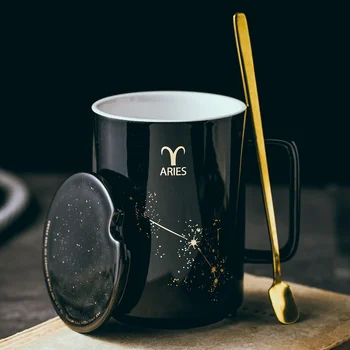 Marmură De Lux Model Cani Ceramice De Placare Cu Aur Constelație Cuplu Cadou Dimineață Cana De Cafea Cu Lapte Ceai Mic Dejun Creativ Cupa