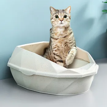 Animale de companie Toaletă Plosca Anti Stropi de Pisici Litiera Pisica Câine Tava cu Lingura Pisoi Câine Curat Toilette Acasă Plastic Cutie cu Nisip