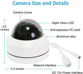 Inesun de Securitate în aer liber Camera 2MP 5MP PoE IP Dome Pan/Tilt Zoom Optic 4X PTZ aparat de Fotografiat Impermeabil cu Detectare a Mișcării
