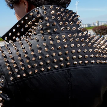 Populare glonț nit ștrasuri din mărgele pu piele jachete de primăvară stilul Punk din piele de îmbrăcăminte de sex feminin a fost subțire geaca de piele PU F1083