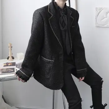 IEFB 2021 barbati nou japonez, moda streetwear înaltă calitate costum de lână haina vrac singur pieptul negru springe haine 9Y4642