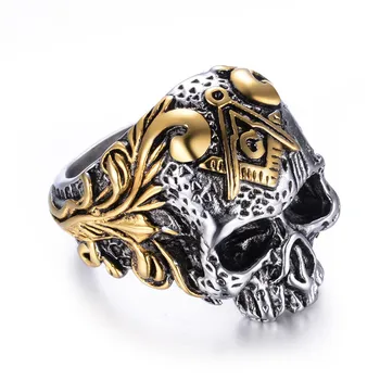 Dropshipping Hip Hop 316L din Oțel Inoxidabil Clasic Masonice Cap de Craniu Inele pentru Bărbați Biker Ring bijuterii