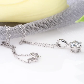 Argint 925 1ct 6.5 mm Moissanites Diamond Pandantiv Colier pentru Femei Fete Crăciun Cadou de Ziua de nastere