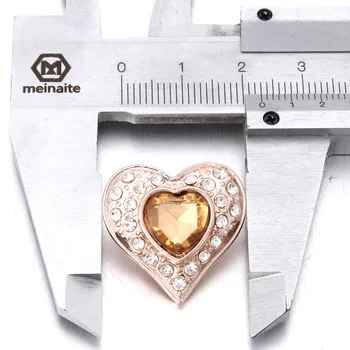 10buc/lot Nou Îndrăgostiților Cadou Rose de Aur Snap Butonul de Bijuterii Stras de Cristal Dragoste Inima Snap Butonul pentru 18MM Brățară