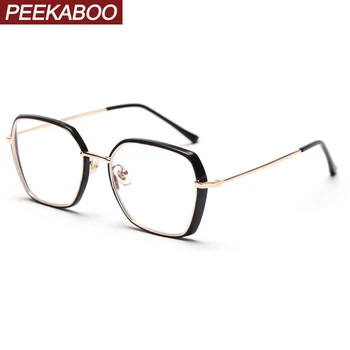 Peekaboo mare cadru poligonal ochelari pentru femei lumina albastră neregulate moda optice rama de ochelari femei vintage jumătate metal