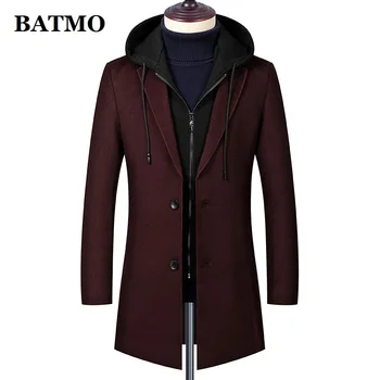 BATMO 2019 new sosire 50% lana cu gluga trenci ofițeresc bărbați,pentru bărbați de iarnă lână jachete lungi,marimea M-4XL 1850