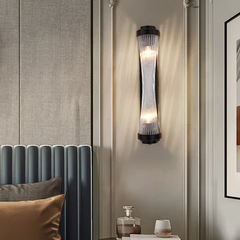 FKL Moderne Lumini de Perete Cristal Negru combinație lampă de perete camera de zi TV de perete de fundal creative dormitor Interior lămpi