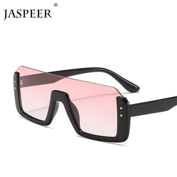 JASPEER Brand de Moda Roșu Una Bucata ochelari de Soare Femei Bărbați 2019 Supradimensionate Nit Pătrat Ochelari de Soare de sex Masculin Jumătate Cadre Nuante UV400
