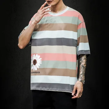 Men ' s Bumbac Moda T-shirt Amuzant Mens Vara cu Dungi Tricouri 5XL Casual Tricou Pentru Om de sex Masculin Supradimensionat Tricouri Streetwear