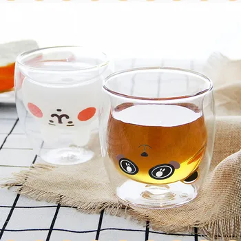 3D 2-tier Minunat Urs Panda Inovatoare Pahare de Bere termorezistentă cu Perete Dublu Ceașcă de Cafea Dimineața Lapte de Cafea din Sticlă de Suc de Sticlă