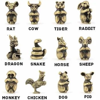 Mini Dimensiune Alama Bronz Cupru Chineză 12 Animale Zodiacale Figurine Tămâie Stick-Suport Birou Decorative