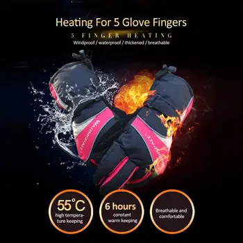 Bărbați Femei Electrice Incalzite Mănuși de Garnituri în aer liber Alimentat de la Baterie Cinci Degete la Mâna USB Încălzire Încălzit de Ciclism Schi Mănuși