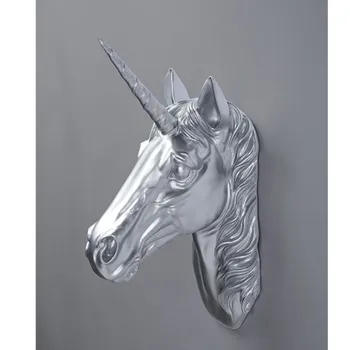 Rășină Cap De Animal Arta Sculpturii Cerb Unicorn Murală Cuier De Perete Ornament De Perete Ambarcațiuni Statui Vintage Decoratiuni Acasă R1108
