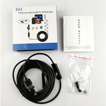 3in1 endoscop sitului pentru respectivul-c&Andriod&PC 5.5 MM 6LED USB rezistent la apa Endoscop 1m/2m/5m/10m Soft Hard Cablu de Inspecție Camera Endoscop