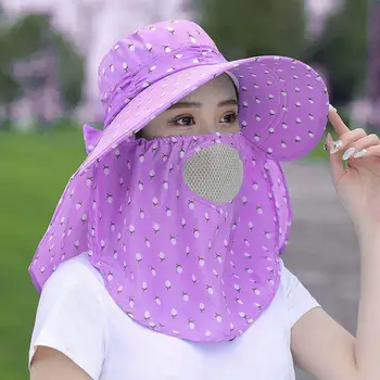 1 Buc Culoare Solidă în aer liber Mare Brim Sun Hat Visor Sapca Protectie UV Față, pe Gât, Acoperi Respirabil Drumeții Soare Proteja Capacul de sex Feminin