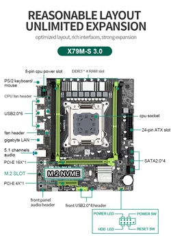 X79 m-s 2.0 placa de baza stabilit cu Xeon E5 2640 cpu 4buc x 4GB=16GB 10600 1333MHz DDR3 ECC REG memorie M-ATX, PCI-E NVME M. 2 SSD