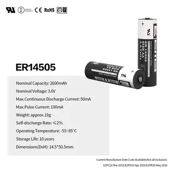 батарейка аа EEMB ER14505 3.6 V 2600mAh 100BUC Li-SOCl2 Baterie cu Litiu NON-reîncărcabile Producător Transport Gratuit