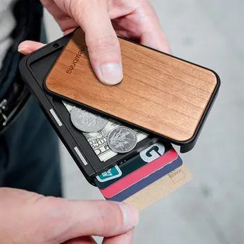 Fierbinte de Vânzare 2020 Nou-Aduce Slide Titularul Cardului de Credit Noutate Portofel cu lemn capac Subțire Buzunar Frontal RFID Bani Clip pentru Barbati