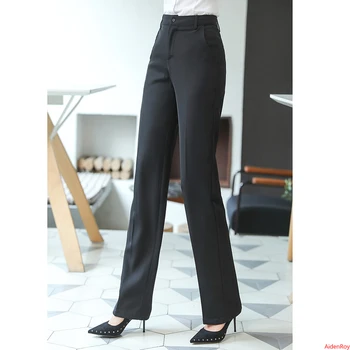 5XL Pantaloni 2020 Nou Formale Eleganta Retro femeii Simplu Solidă Talie Mare Chic Pantaloni Lungi Largi OL Pantaloni Plus Dimensiune Îmbrăcăminte