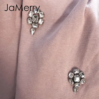 JaMerry Casual solid felinar mâneci costum set O-gât faux bijuterii mansete falbala femei set Home moale toamna iarna set de două piese